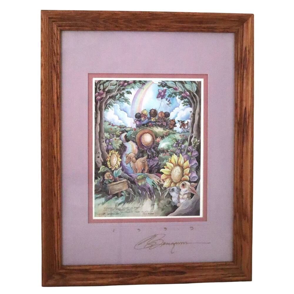 Vintage 90s Jody Bergsma Framed Purple Watercolor Dream Powerful Thing Signed